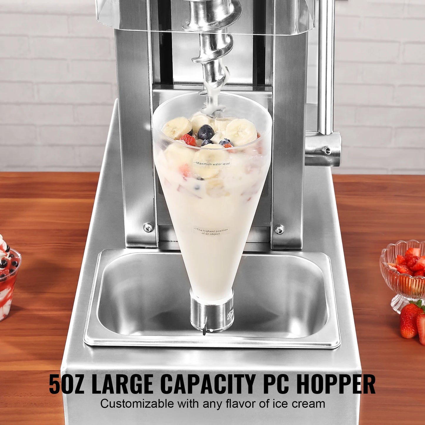 VEVOR Ice Cream Blender 750W High-Speed Ice Cream Maker Mixer Stir Machine 304 Stainless Steel Ice Cream Shaker with Long Handle