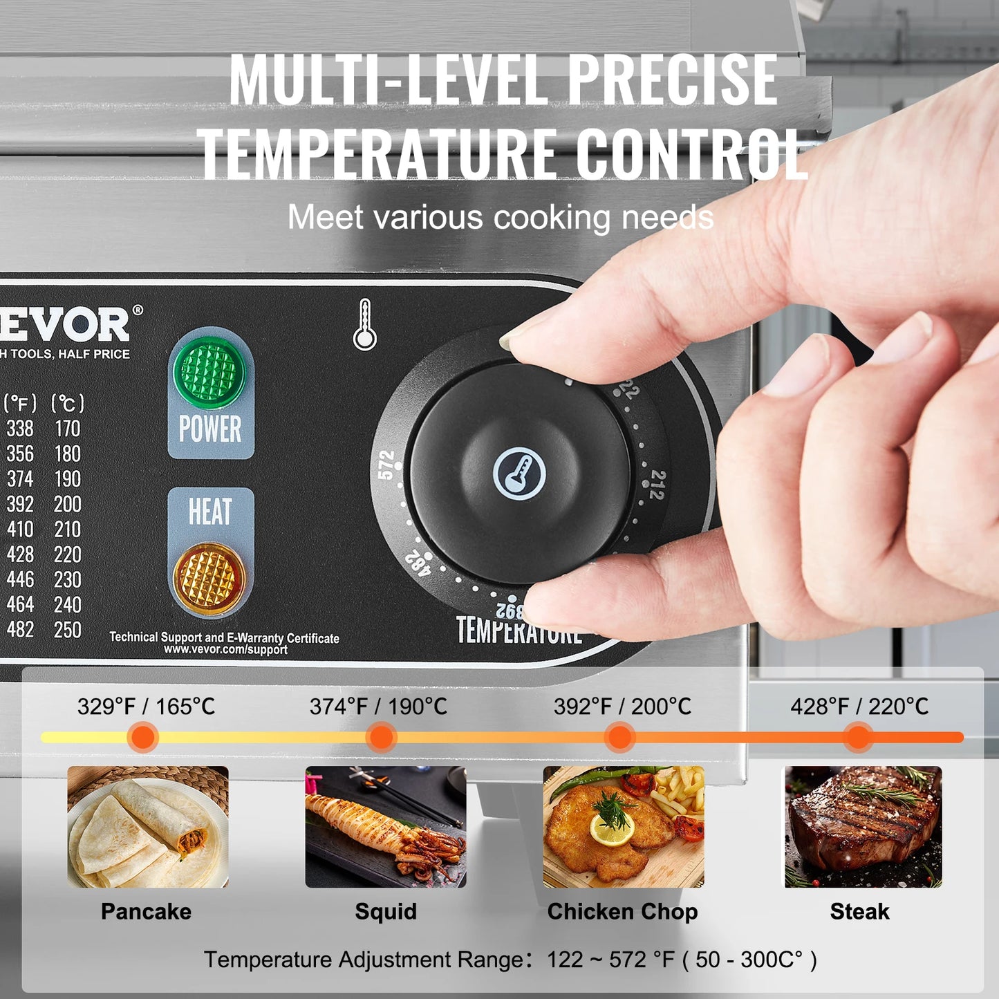VEVOR Commercial Electric Griddle 1700W Countertop Flat Top Grill 122℉-572 ℉ Adjustable Temprature Stainless Steel Griddle Grill FREE SHIPPING