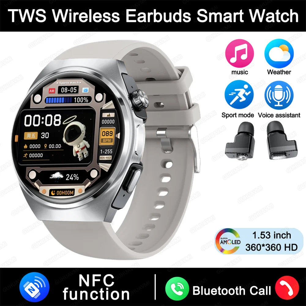 2025 For HUAWEI New Ultra Smart Watch Men 2 in 1 TWS Earphone Bluetooth HD Call NFC Music Heart rate Sports Fitness Smartwatch FREE Shipping
