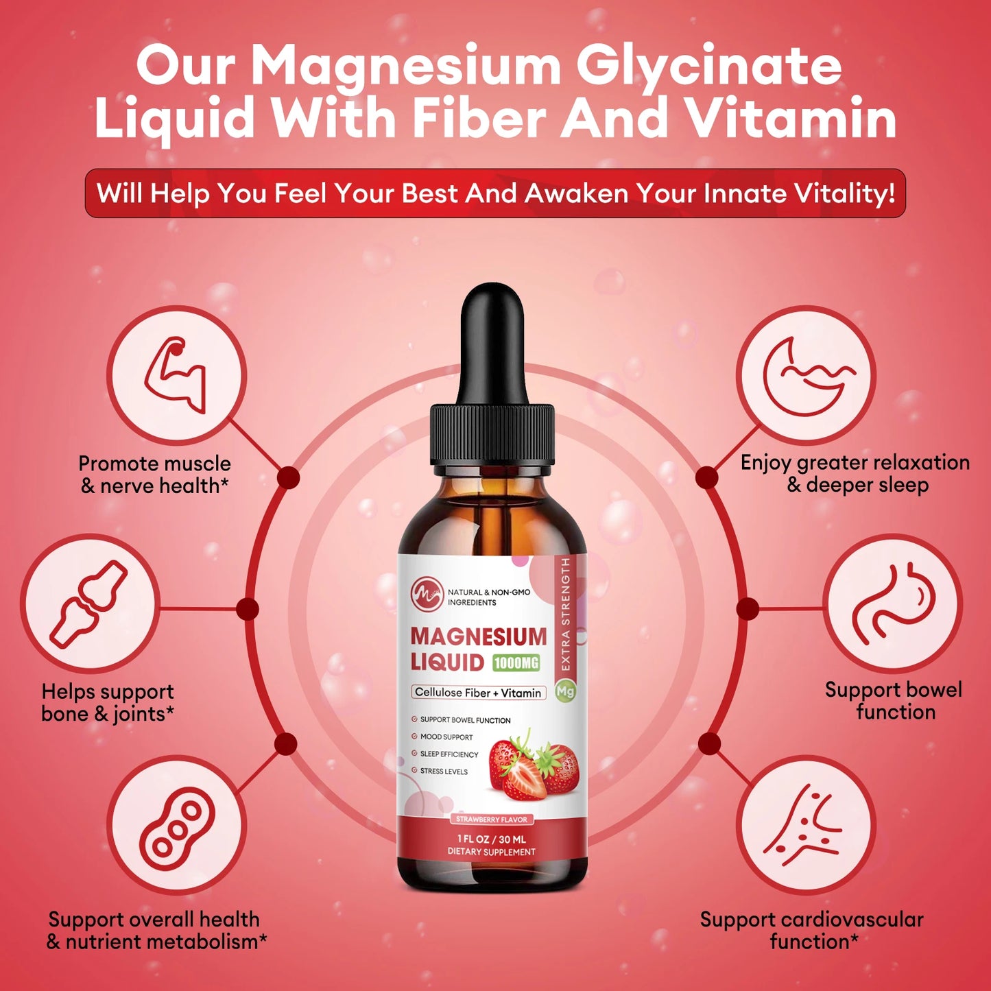 Magnesium Glycinate Liquid Drop, Sleep Support Vegan Non-GMO 30Ml Free Shipping