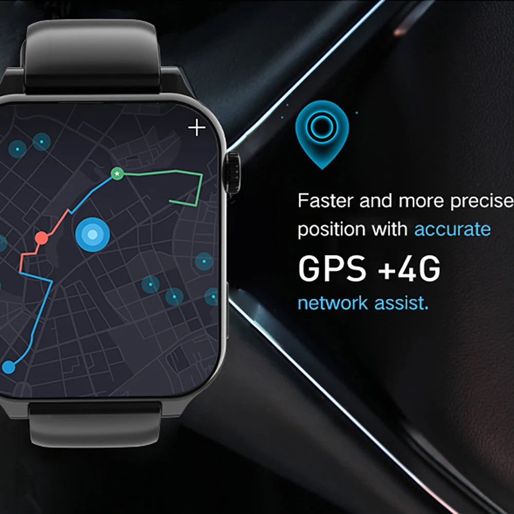 2025 RAM 4GB ROM 64GB 1.99 Inch 4G Call Smart Watch GPS Wifi SIM Dual Camera Heartrate Testing Waterproof Sports Men Smartwatch