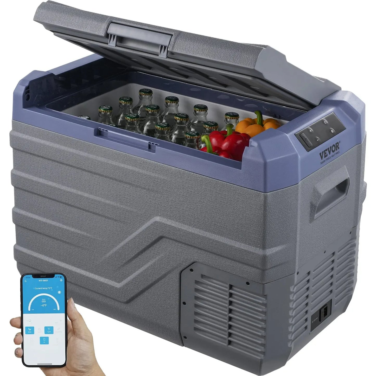 VEVOR 12L 15L 30L 37L 45L Car Refrigerator Fridge 37 L -4℉-68℉ 12/24V DC and 100-240V AC for Outdoor Camping and RV Free Shipping
