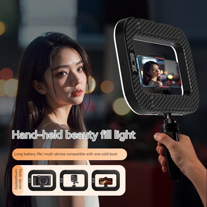New Handheld Ring LED Rechargeable Fill light Portable Mobile Phone Live Broadcast Photography Desktop Rabbit Cage Selfie Light FREE Shipping