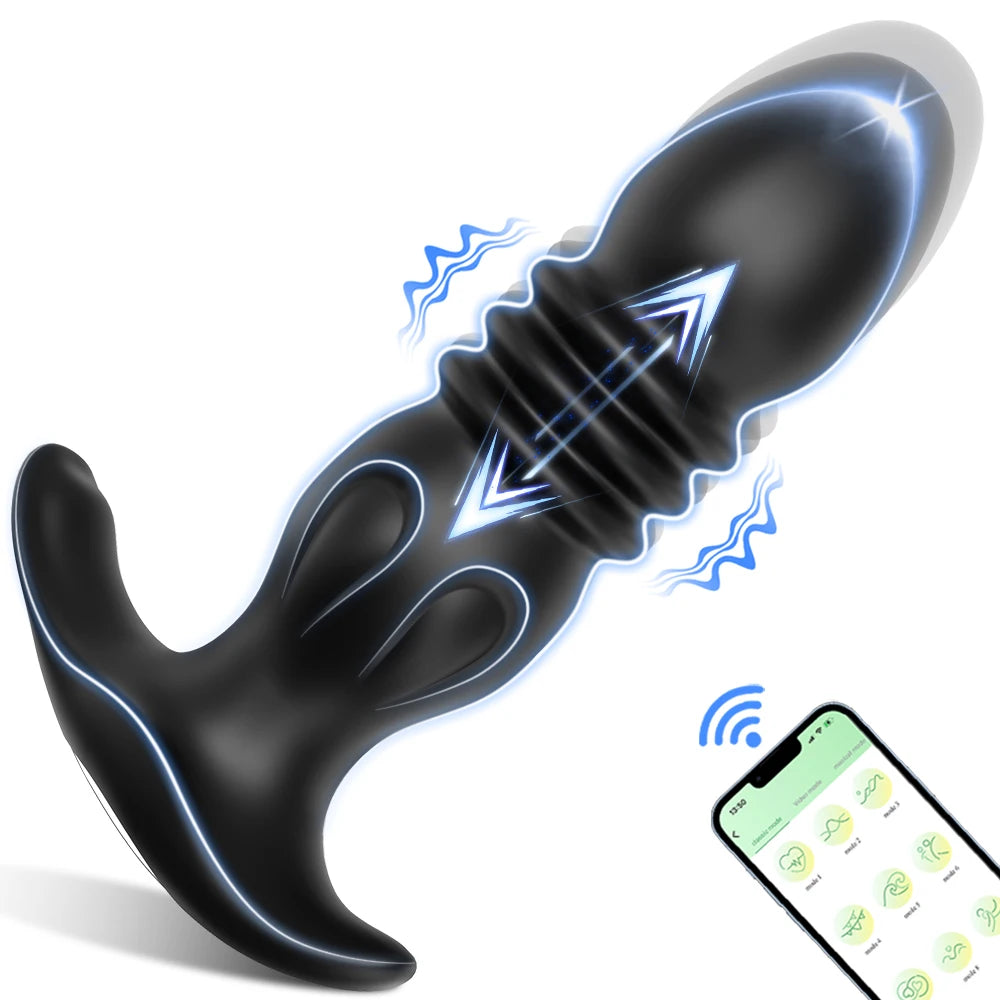 APP Control Male Thrusting Prostate Massager Vibrator for Men Gay Anal Plug Telescopic Butt Plug Female Sex Toy for Adult FREE Shipping