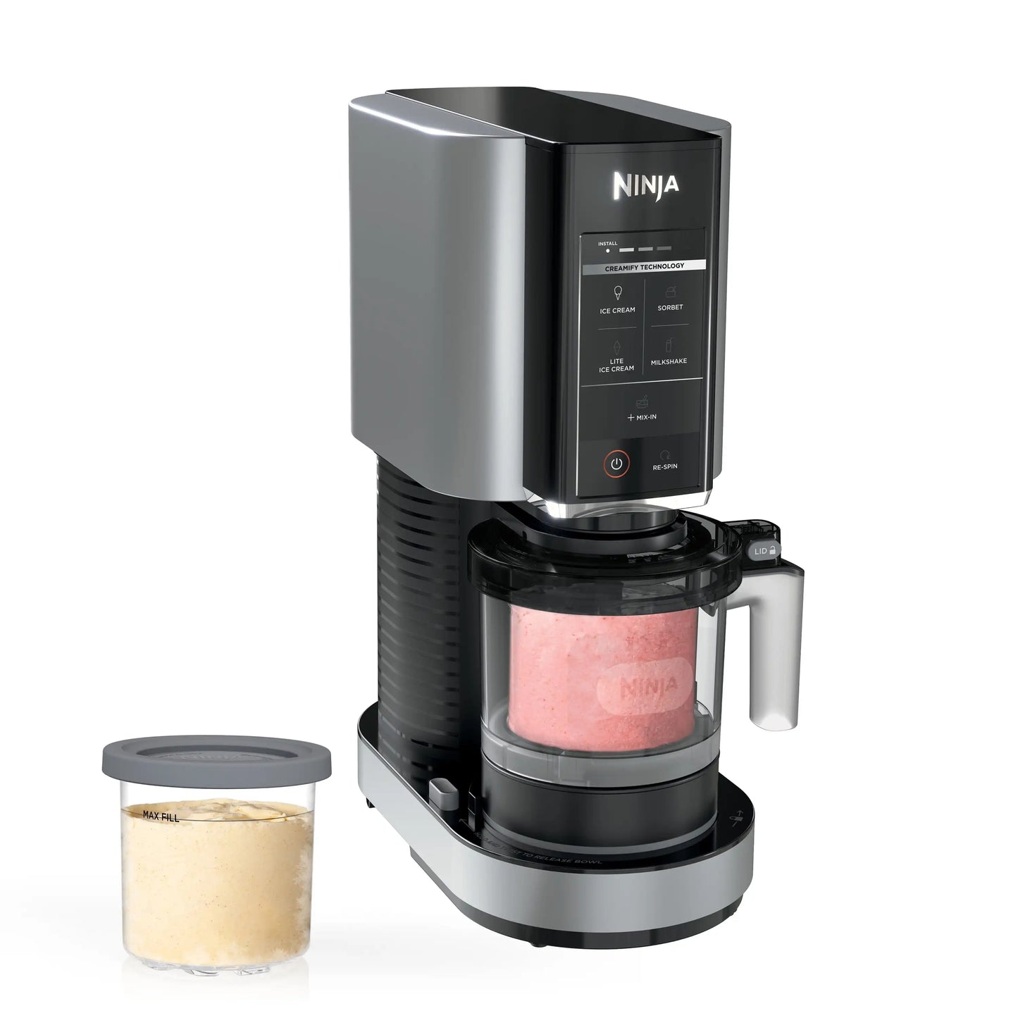 Ninja CREAMi Ice Cream Maker, White, 5 One-Touch Programs, 2 16oz Pints with Storage Lids FREE Shipping