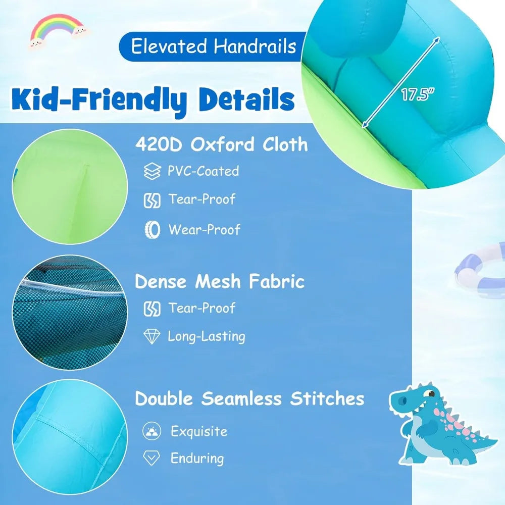 Inflatable Water Slide, Dinosaur Water Bounce House Park for Kids and Adults Outdoor, Dual Slides & Splash Pool, Wet Dry Combo FREE SHIPPING