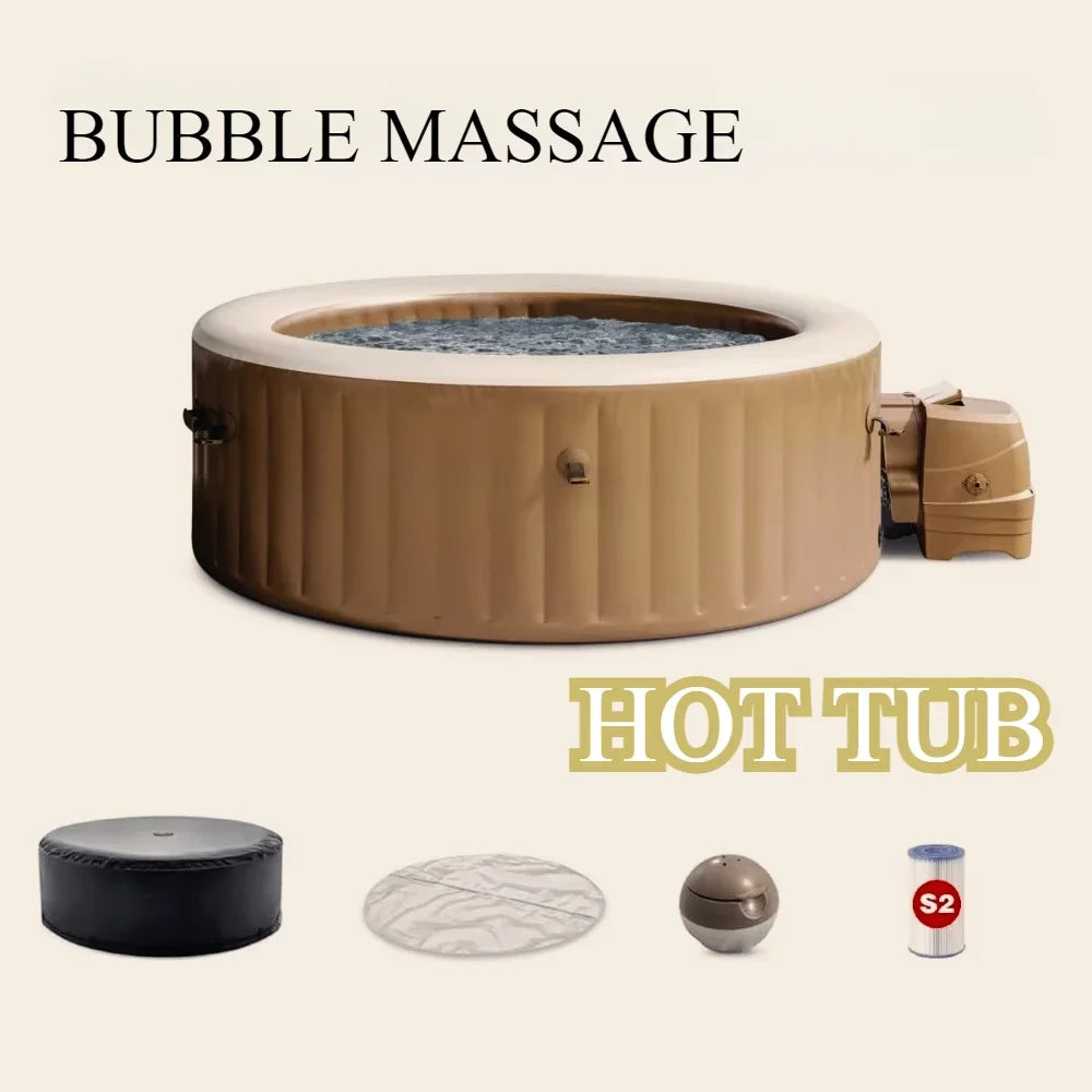Bubble Massage Spa Set, Inflatable Portable Hot Tub, Includes Energy Efficient Spa Cover, Saltwater System Ready FREE Shipping