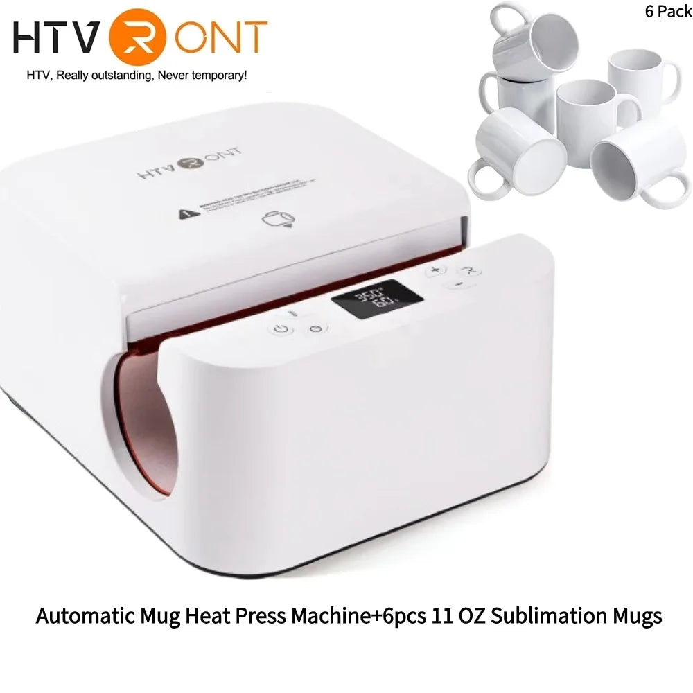 HTVRONT Automatic Mug Heat Press Machine DIY Sublimation Auto Pressure Tumbler Heat Press+11-20 OZ Sublimation Tumblers Cups