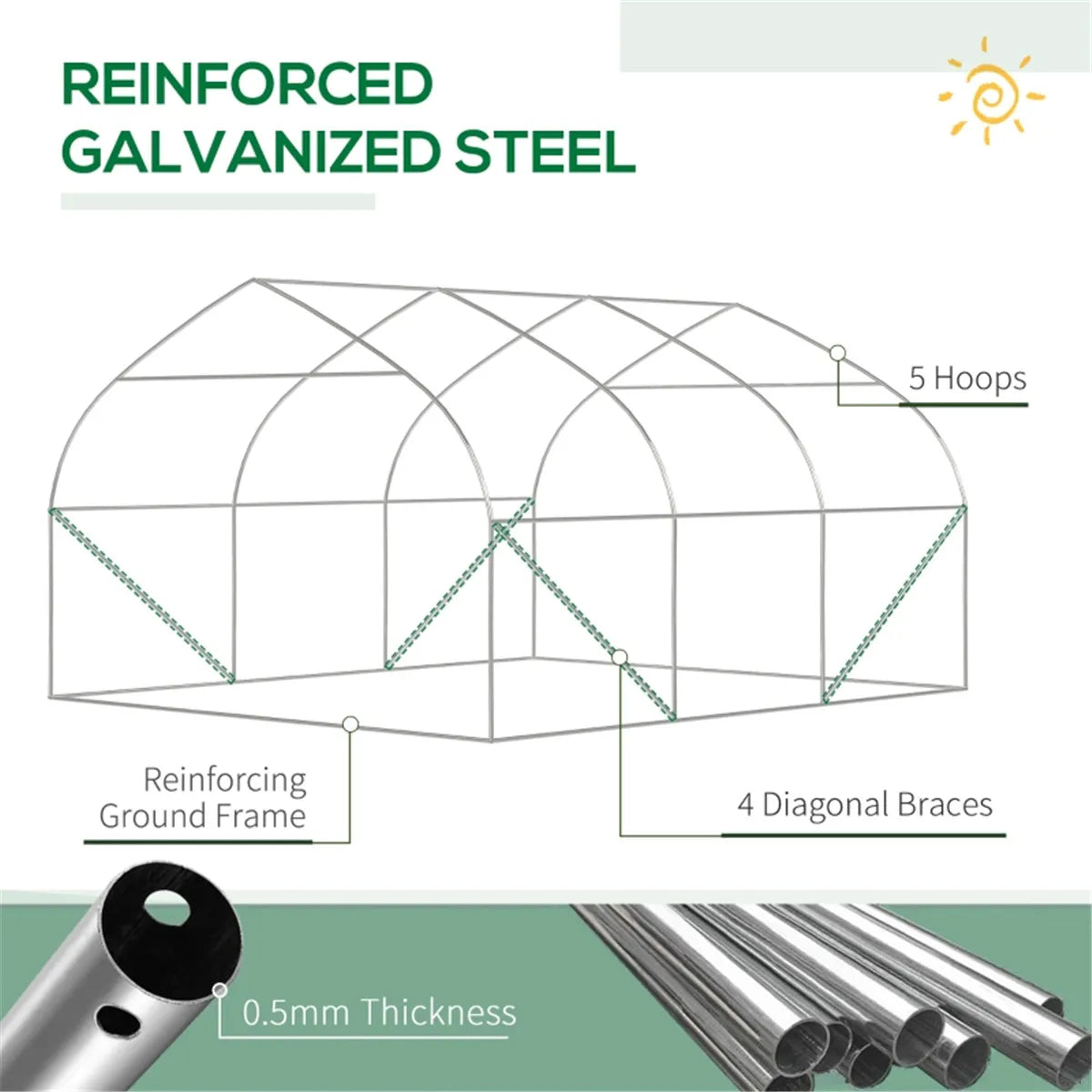 11.4' x 9.8' x 6.6' Outdoor Walk-in Greenhouse, Tunnel GreenHouse with Roll-up Windows, Zippered Door, PE Cover Steel Frame Free Shipping