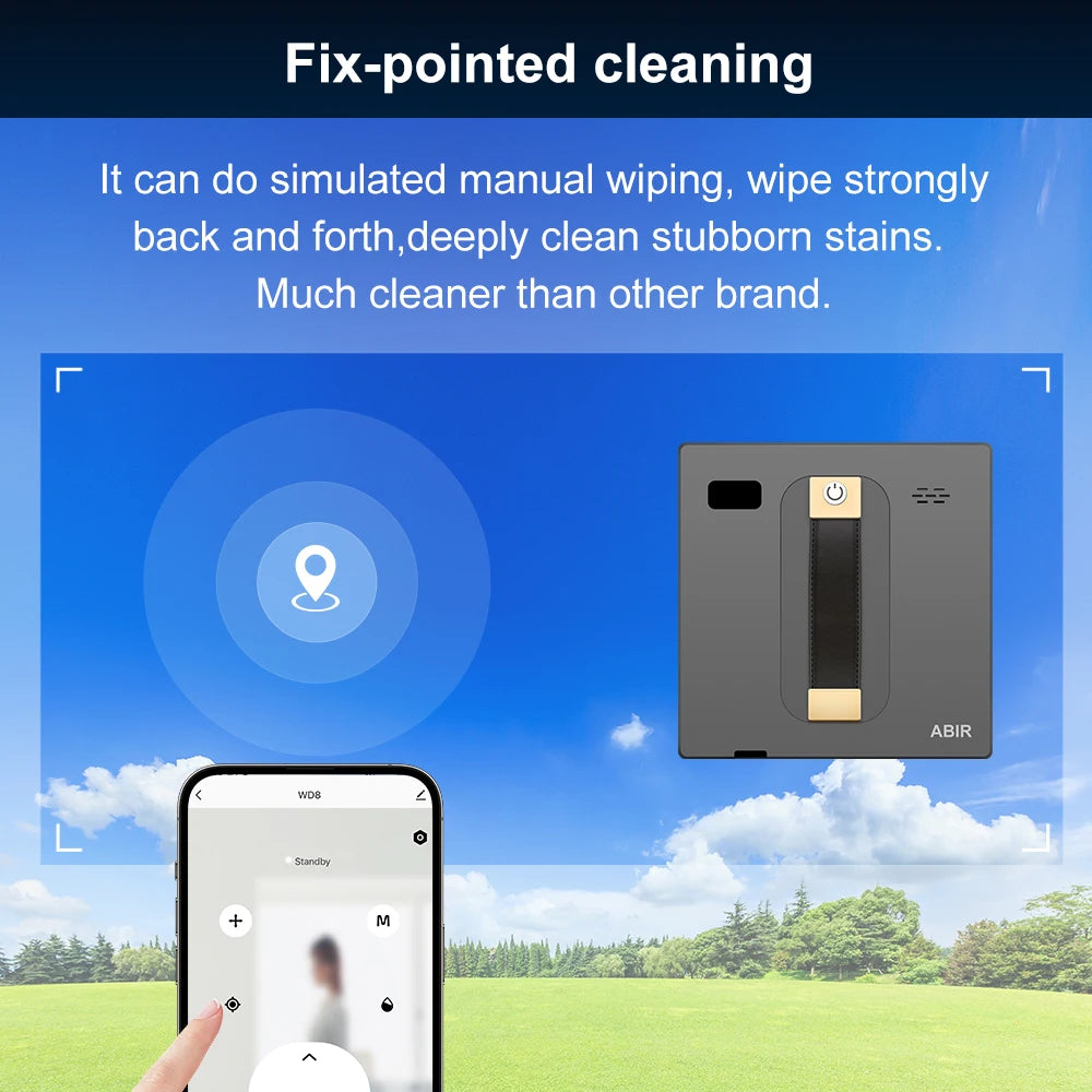 ABIR WD8 Robot Window Vacuum Cleaner,Dual Water Spray,Laser Sensor,Smart Home Glass Wall Wet Dry Cleaning ,APP&Remote Control FREE Shipping