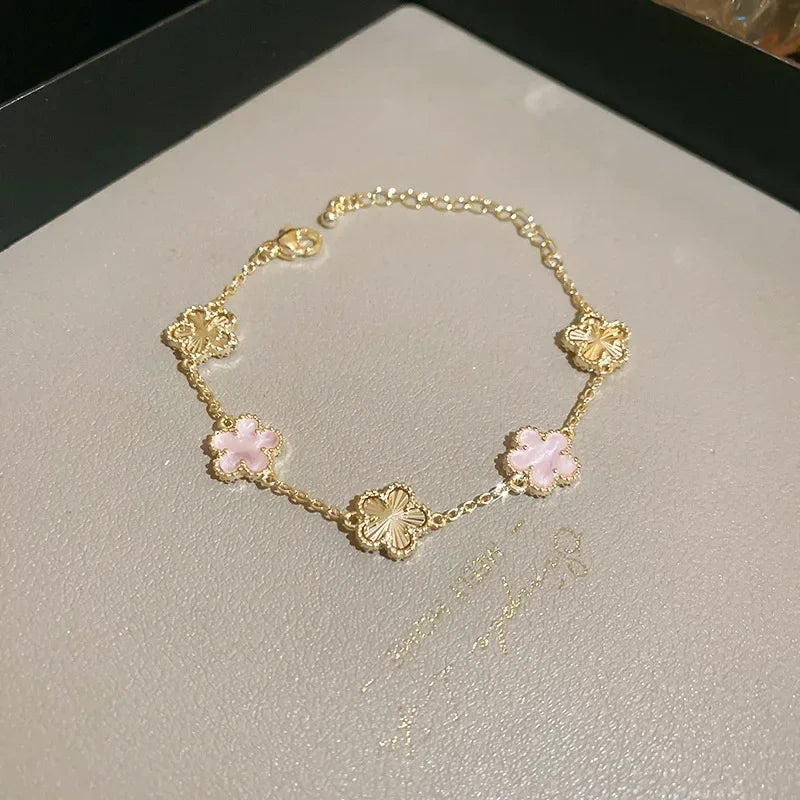 Fashion New Shell Stone Flower Bracelet for Women Personalized Stainless Steel Bracelet Jewelry Accessories Anniversary Gift FREE Shipping