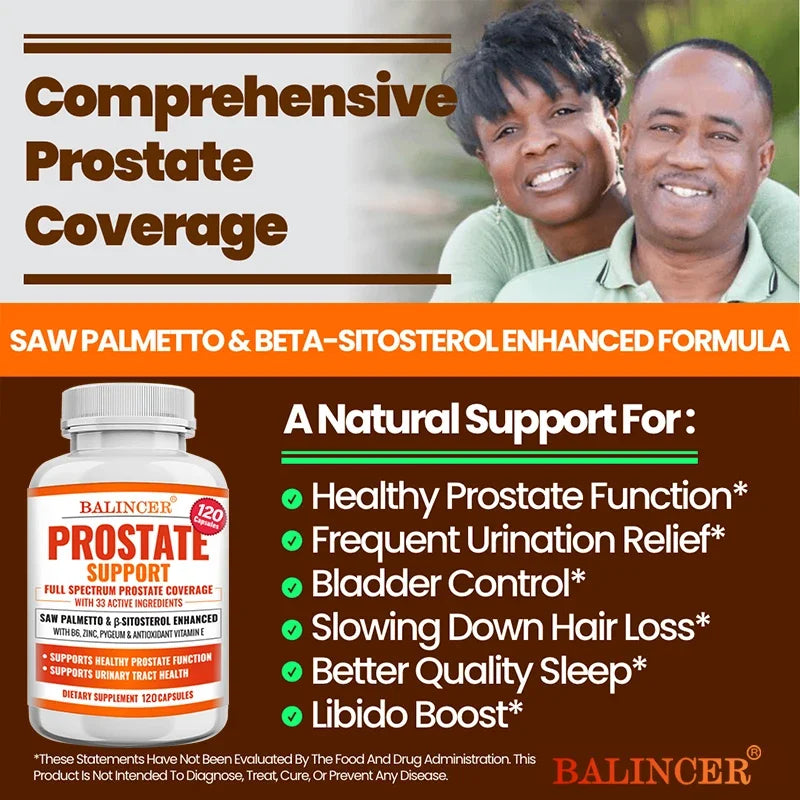 Saw Palmetto Prostate Support Supplement for Urinary Tract Health Hair Growth - Natural Health Food Vitamins & Supplements FREE Shipping
