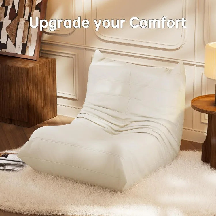 Giant Bean Bag Chairs, Memory Foam Lounge Chairs with Ergonomic Design, Synthetic Leather Bean Bag Sofa for Living R Free Shipping