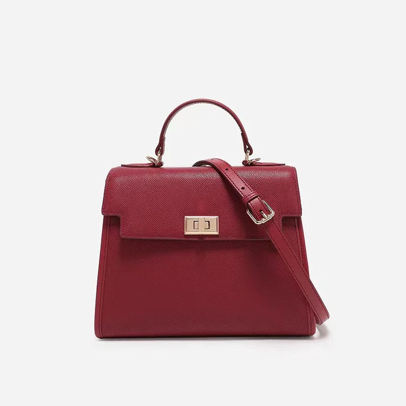 Bag Deluxe Wedding Genuine Leather Handbag Kelly Cowhide Shoulder Bag Women Messenger Flap Bag