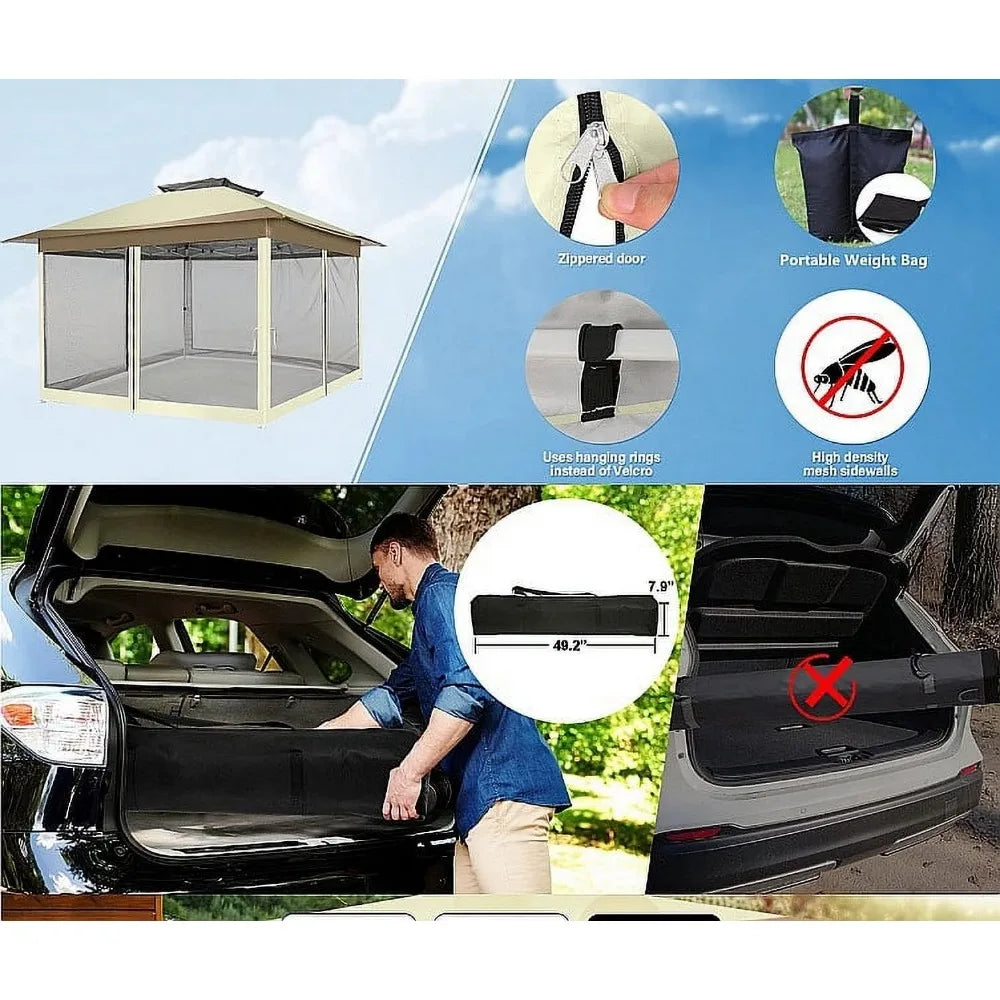12x12 outdoor gazebo Pop-up gazebo canopy with mosquito net patio tent backyard canopy FREE Shipping