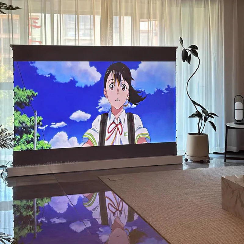 150 Inch Max Electric ALR CLR Rollable Floor Rising Long Throw Projector Screen Grey Crystal Ambient Light Rejecting HD 3D 8K FREE Shipping