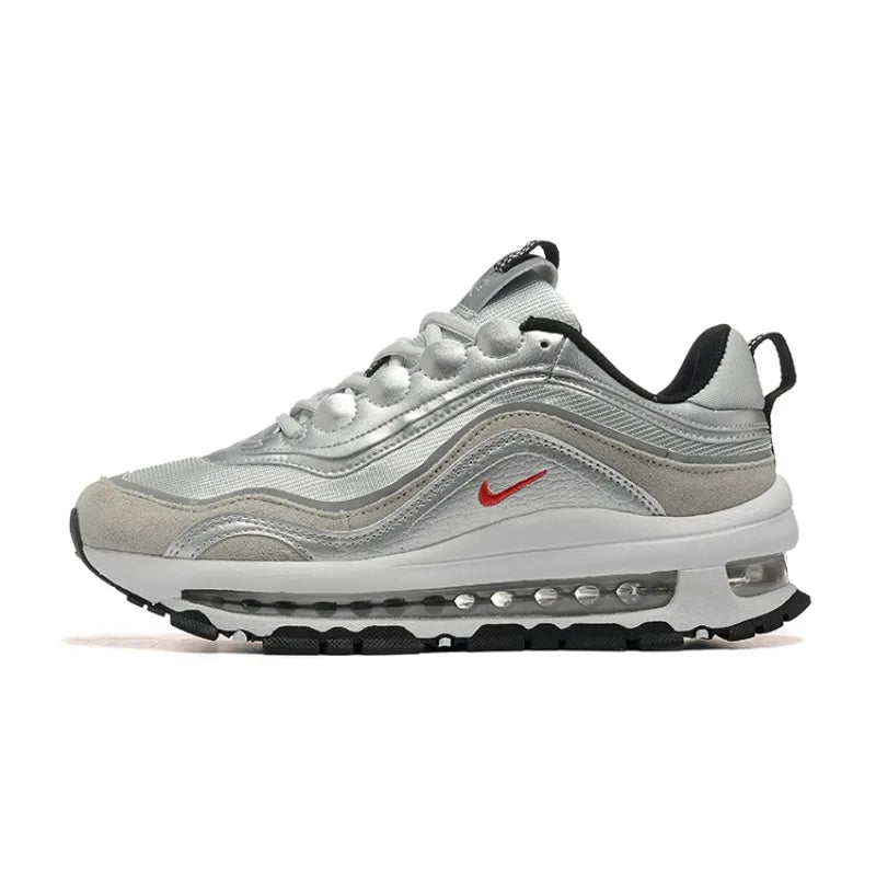 Nike Air Max 97 Futura Retro Fashion Air Cushion Anti-Slip Against Impact Men Women Running Shoes Sports Sneakers Green Free Shipping