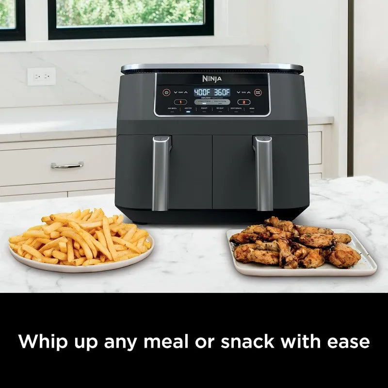 Ninja DZ201 Foodi 8 Quart 6-in-1 DualZone 2-Basket Air Fryer with 2 Independent Frying Baskets, Match Cook&Smart Finish to Roast FREE SHIPPING