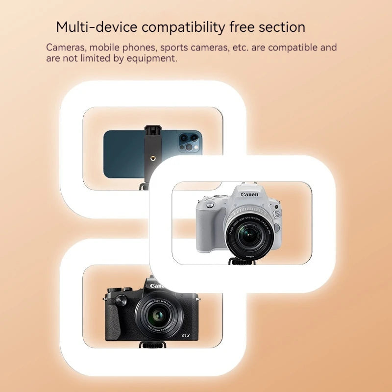 New Handheld Ring LED Rechargeable Fill light Portable Mobile Phone Live Broadcast Photography Desktop Rabbit Cage Selfie Light FREE Shipping