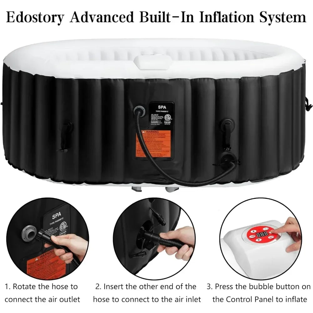 Hot Tub Inflatable Portable Oval Hot Tub Spa 2 Person Hot Tub with 90 Bubble Jets, Cover, Filter Cartridges 145 Gallons Free Shipping