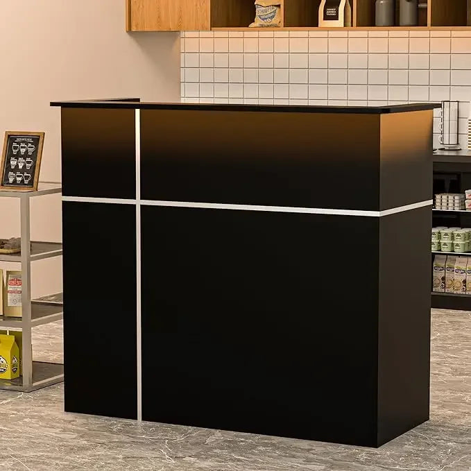 Reception Desk with Counter, Modern Front Table Equipped Lockers & Storage Shelves, 50-inch Checkout Counter with LED Lights & DIY Stripe for Lobbies, Salons, Retail, Home Offices, Reception Room FREE Shipping