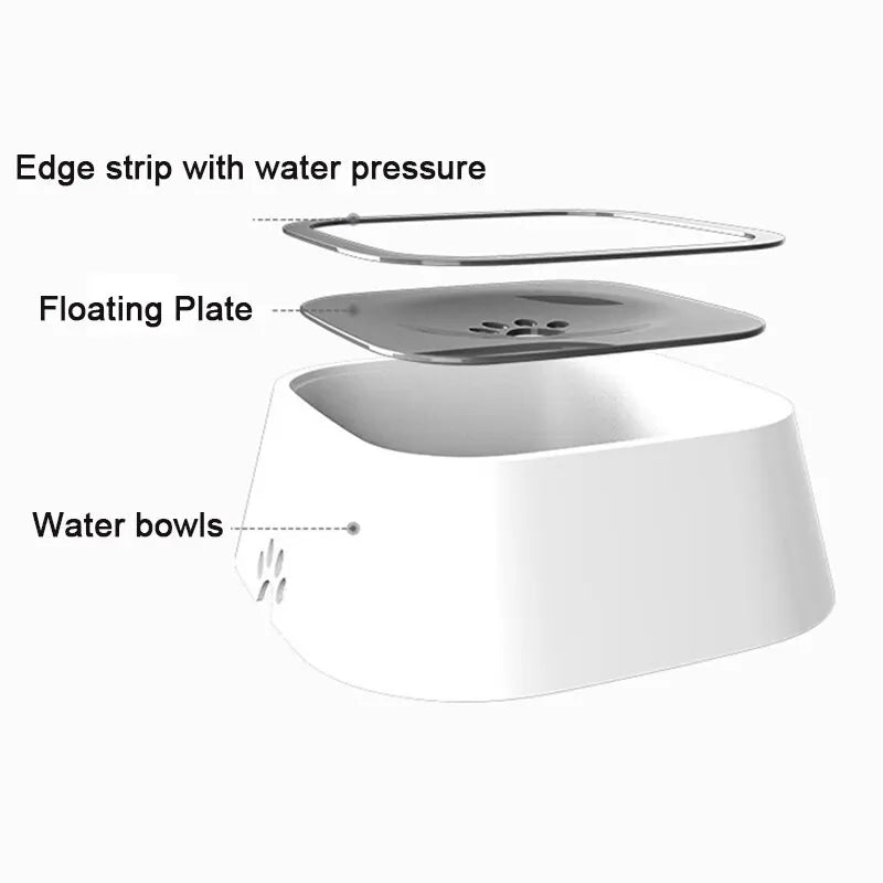 1.5L Dog Drinking Water Bowls Floating Non-Wetting Mouth Cat Slow Anti-Overflow Water Feeding Dispenser Large Capacity FREE Shipping