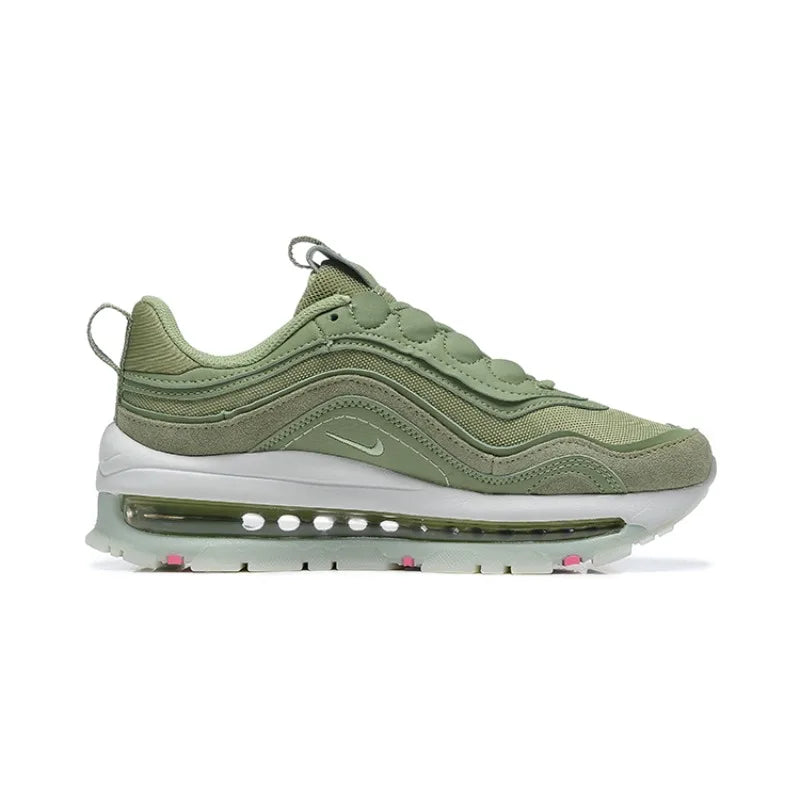 Nike Air Max 97 Futura Retro Fashion Air Cushion Anti-Slip Against Impact Men Women Running Shoes Sports Sneakers Green Free Shipping