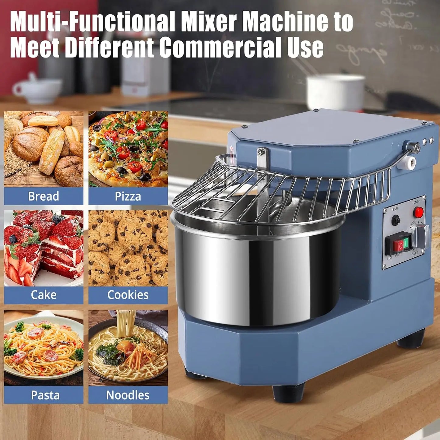 8.5QT Commercial Stand Mixer Dual Rotating Dough Kneading Machine 450W Kitchen Electric Dough Mixer Metal Food Mixer