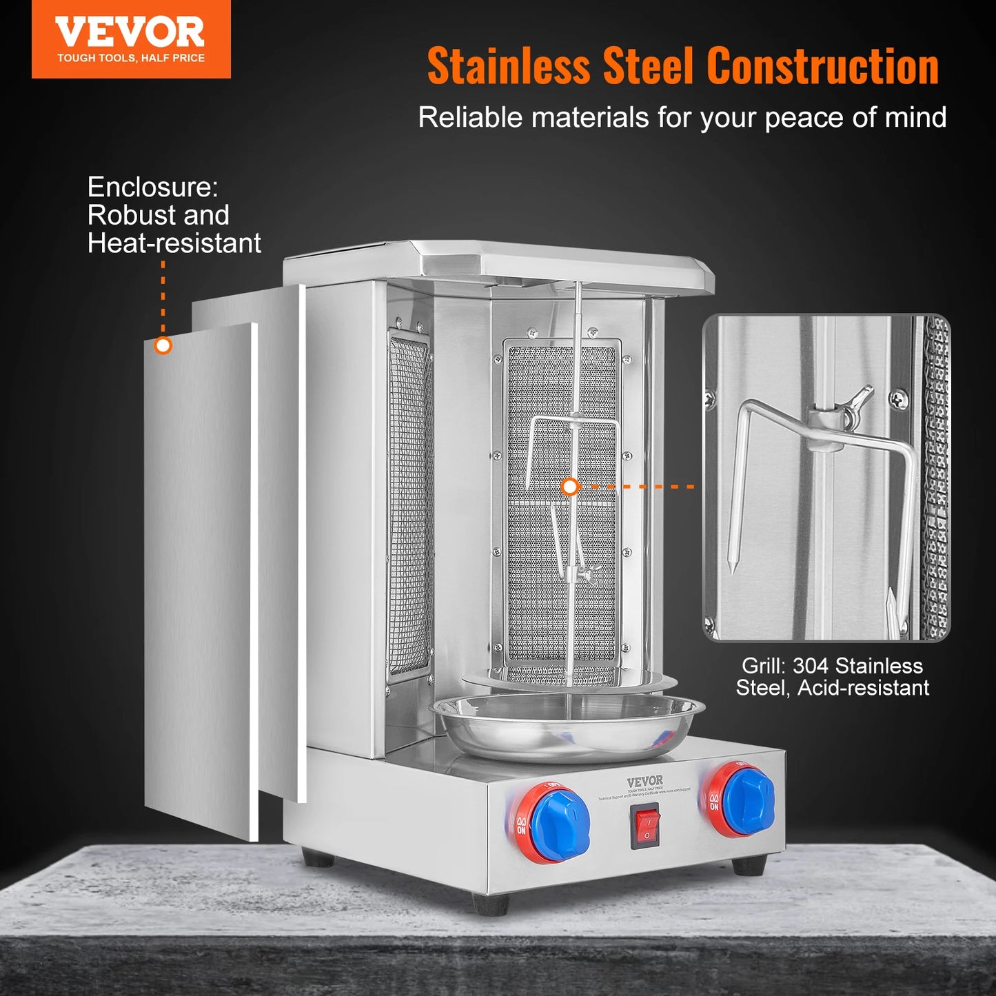 VEVOR Shawarma Grill Machine13 lbs Chicken Shawarma Cooker Gas Vertical Broiler Gyro Rotisserie Oven Doner Kebab for Home FREE Shipping