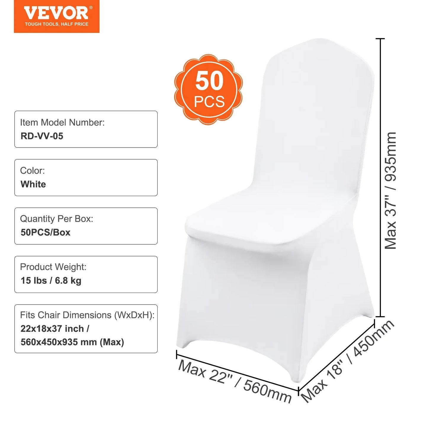 VEVOR 50Pcs Chair Cover Wedding Chair Covers Spandex Stretch Slipcover for Restaurant Banquet Hotel Dining Party Universal Cobertor de sillas fundas FREE Shipping