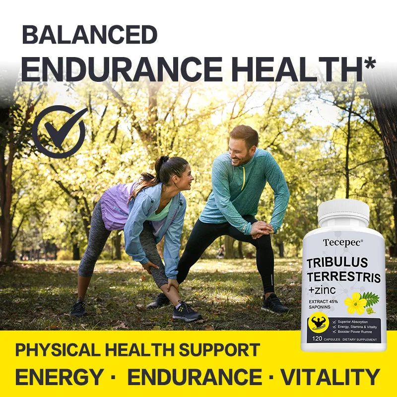 Tribulus + Zinc Supplement - Detoxifying, Skin Metabolism, Immunity, Sleep Support, Energy, Endurance and Vitality