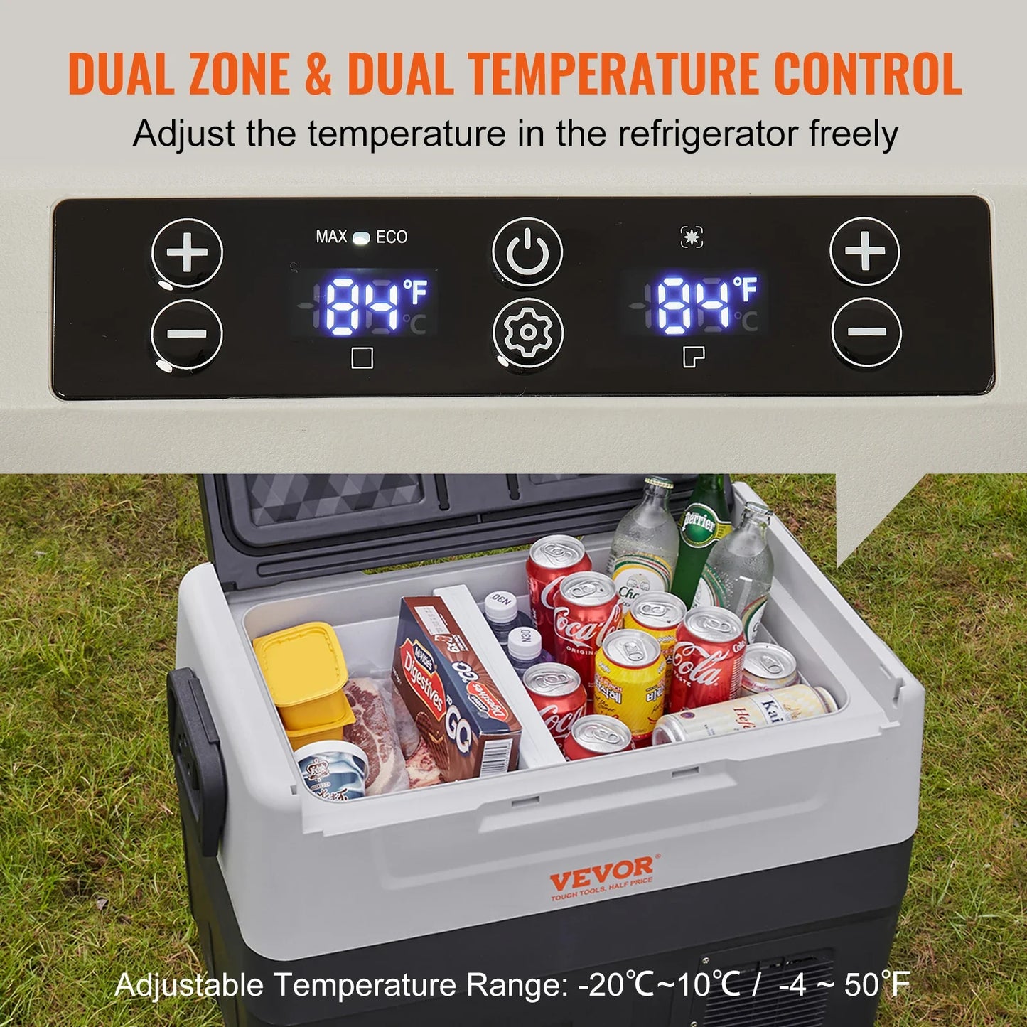 VEVOR CAR Refridge Mini Refrigerator 35L/45L/55L Portable Foldable Handle with Wheel Compressor Freezer for Camping Picnics Free Shipping