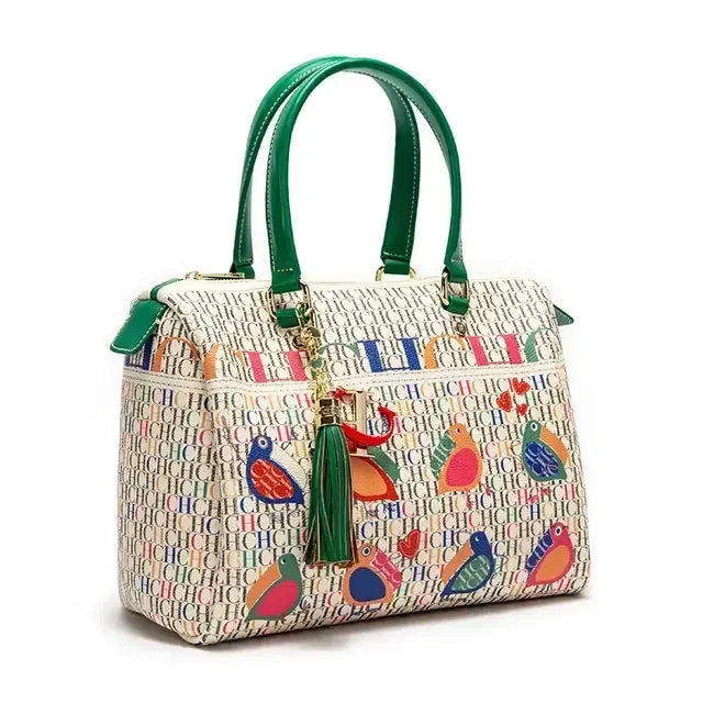 CH Women's Handbags 2024 Spring New Women's Commuter Crossbody Bag Bronze Fashion Luxury DesignColorful Printed Monogram