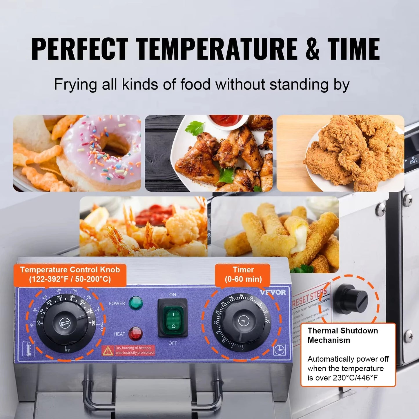 VEVOR Commercial Electric Deep Fryer w/Dual Tanks 12L 3000W Stainless Steel Countertop Fryer for Fried Chicken French Fries Free Shipping