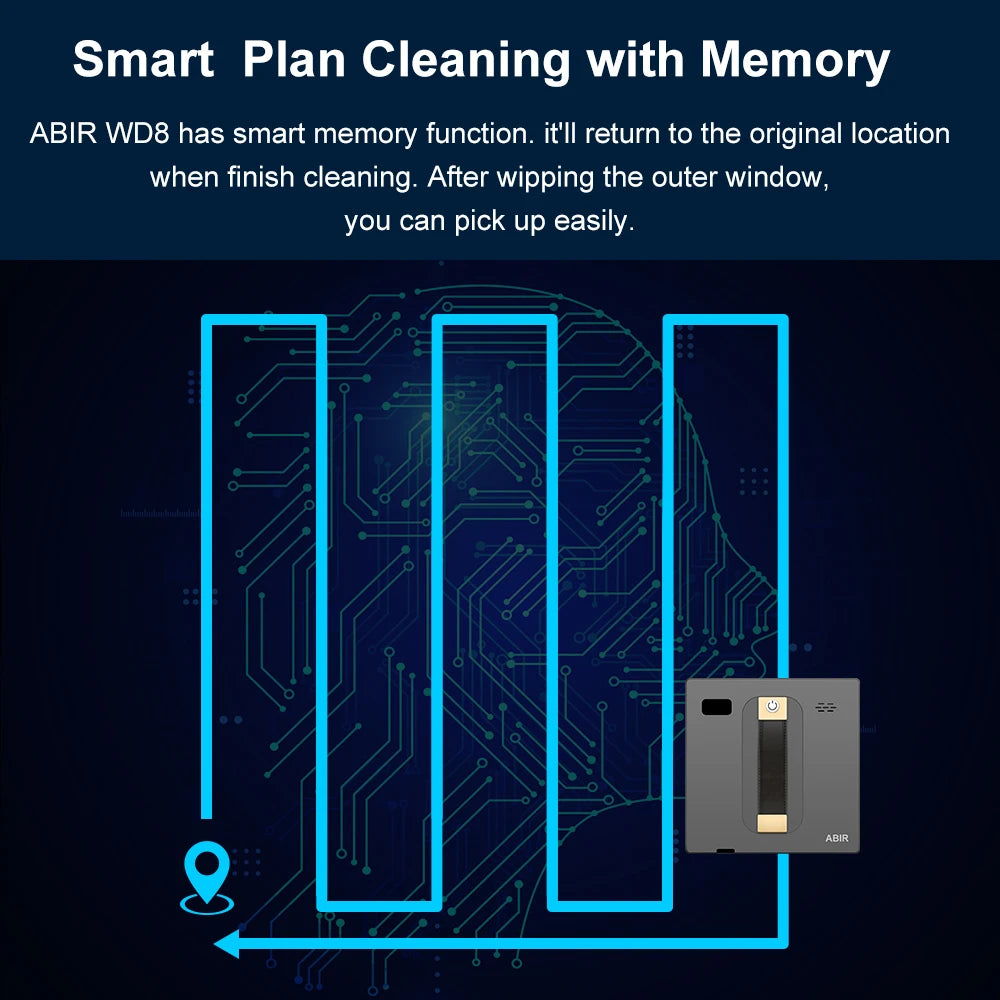 ABIR WD8 Robot Window Vacuum Cleaner,Dual Water Spray,Laser Sensor,Smart Home Glass Wall Wet Dry Cleaning ,APP&Remote Control FREE Shipping