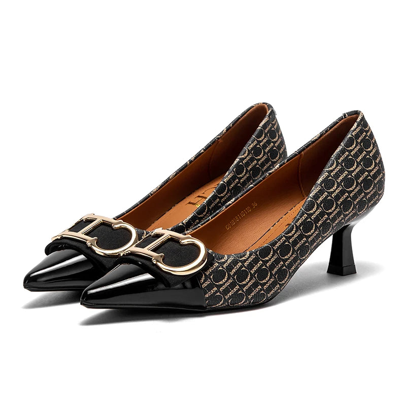Classic Style Letter Print Design Women's High Heels Fine Workmanship Simple Versatile Fashion Women's Single Shoes FREE SHIPPING