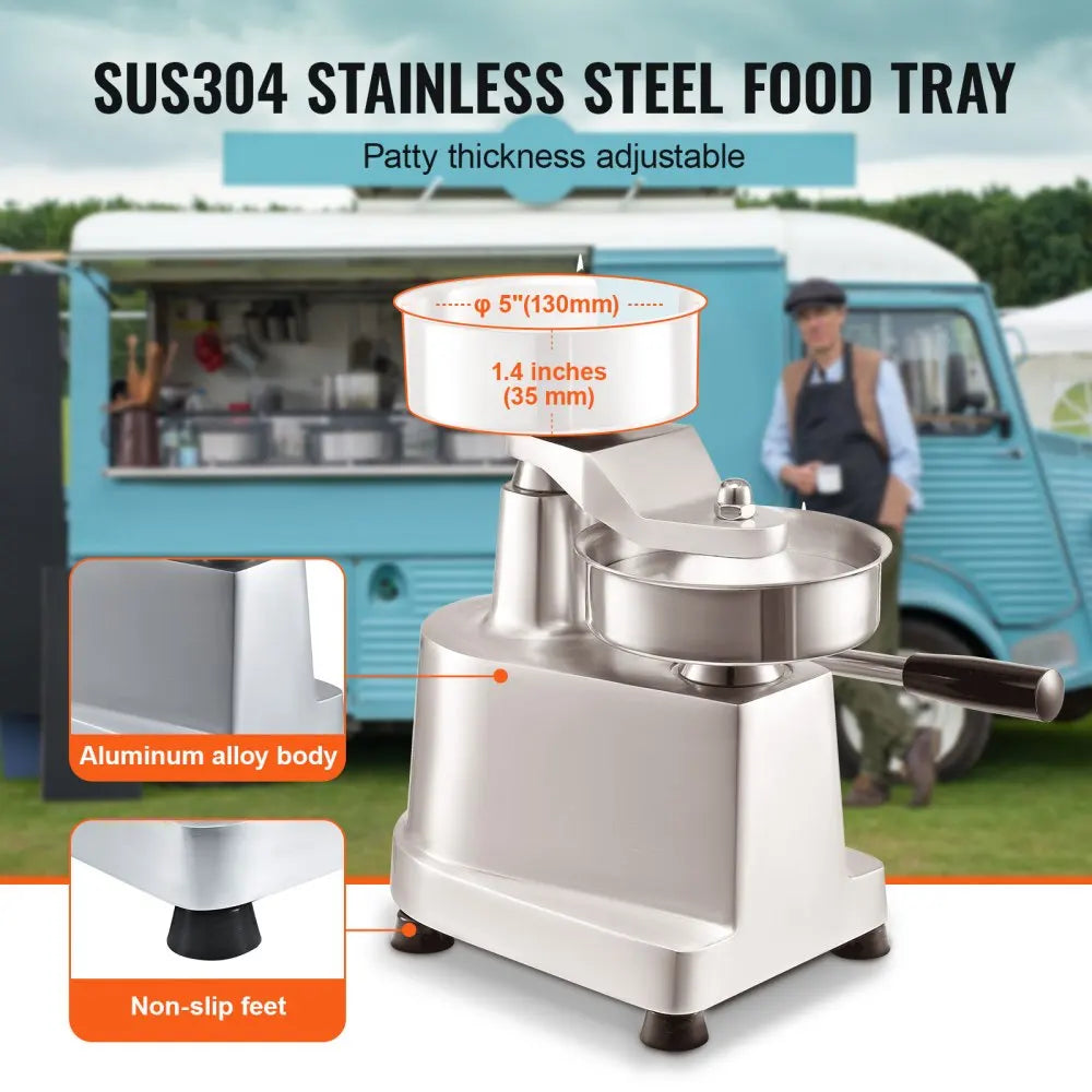 VEVOR Commercial Burger Patty Maker Hamburger Beef Patty Maker Heavy Duty Food-Grade Stainless Steel Bowl Burger Press Machine