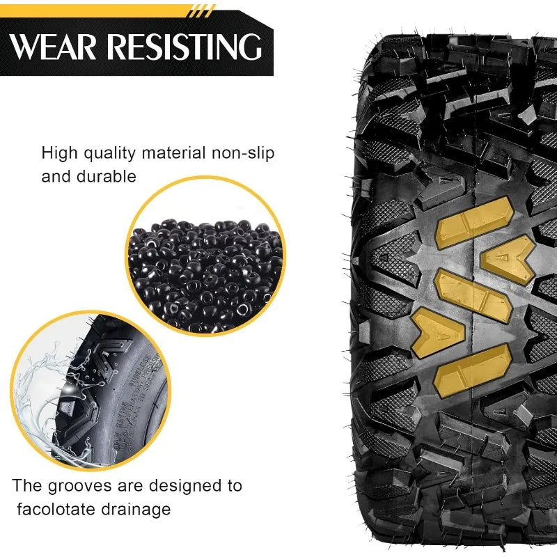 Complete Set of 4 All Terrain ATV UTV Tires 25x8-12 Front & 25x10-12 Rear 6PR Tubeless FREE SHIPPING