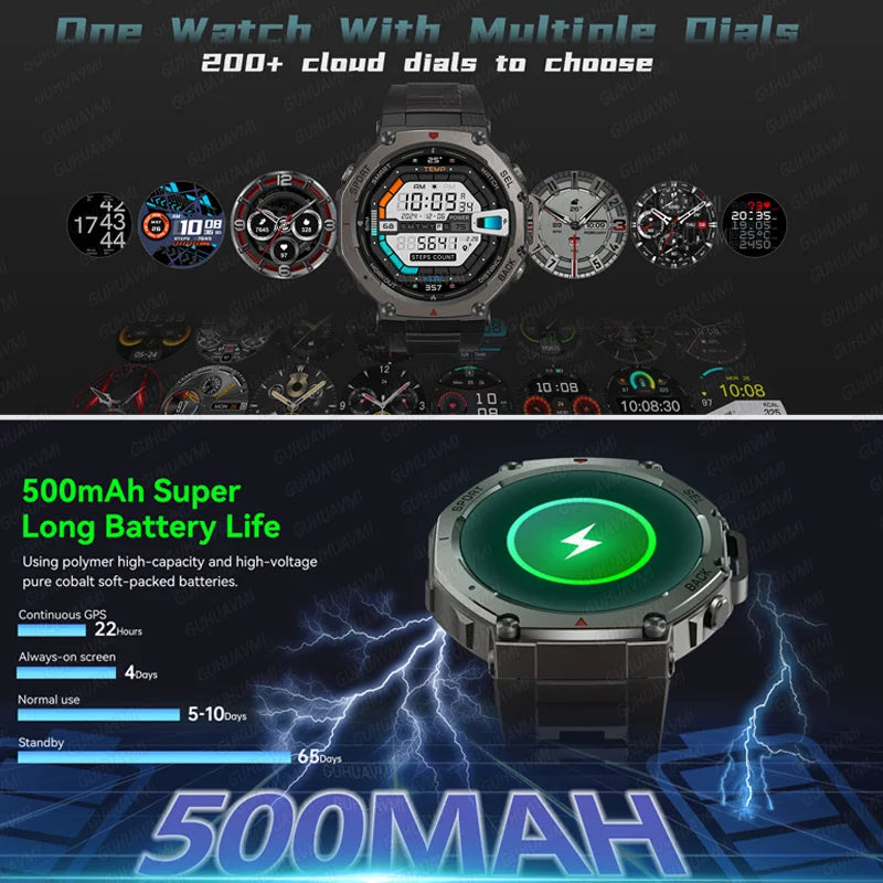 T-Rex 3 GPS Smart Watch 10ATM Waterproof Built-in Dual-band GNSS Compass Military Sport Smartwatch Men 2025 New For Xiaomi Ultra FREE Shipping