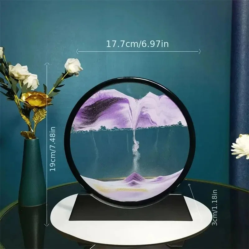 3D Hourglass Quicksand Moving Sand Art Picture Round Glass Deep Sea Sandscape Craft Flowing Painting Office Home Decor Gift FREE SHIPPING