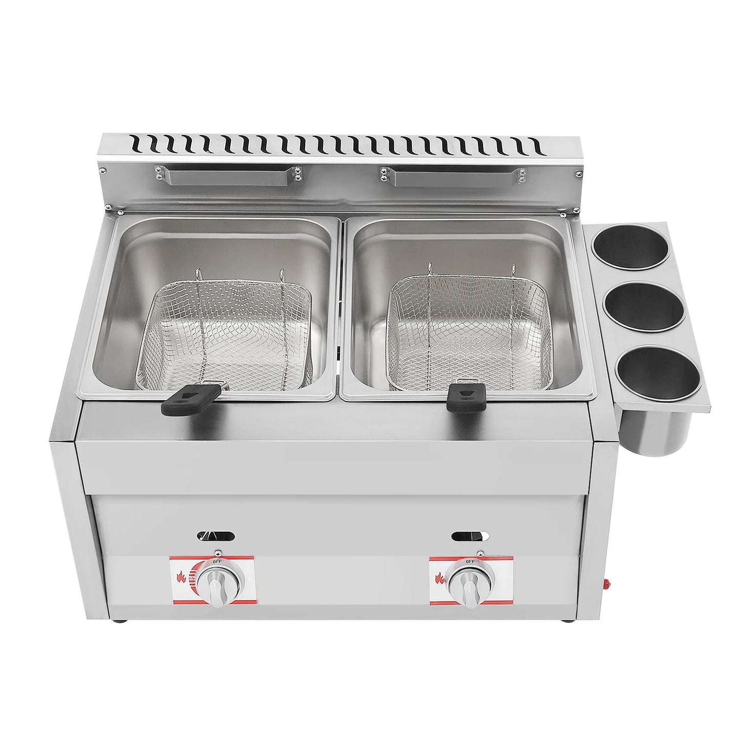 6L Commercial Deep Fryer, Anti-scalding Handles and Filter Basket Hangers, Adjustable Firepower with Independent Heat Control Free Shipping