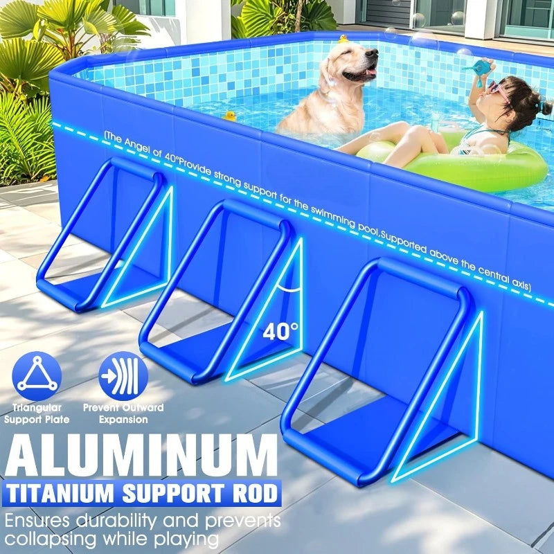 Foldable Pool, Large Non-Inflatable Swimming Pool For Kids,Adult Collapsible Pools Hard Plastic Shell, Oversized Thickened,Portable Folding Kids Pools for Backyard-Mosaic Design- 106"x66"x20" FREE SHIPPING