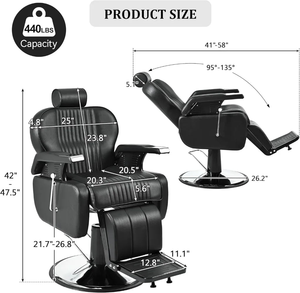 Reclining Barber Chair,Heavy Duty Beauty Shampoo Barbering Chair ReclineHeight Adjustable, Load Capacity FREE Shipping