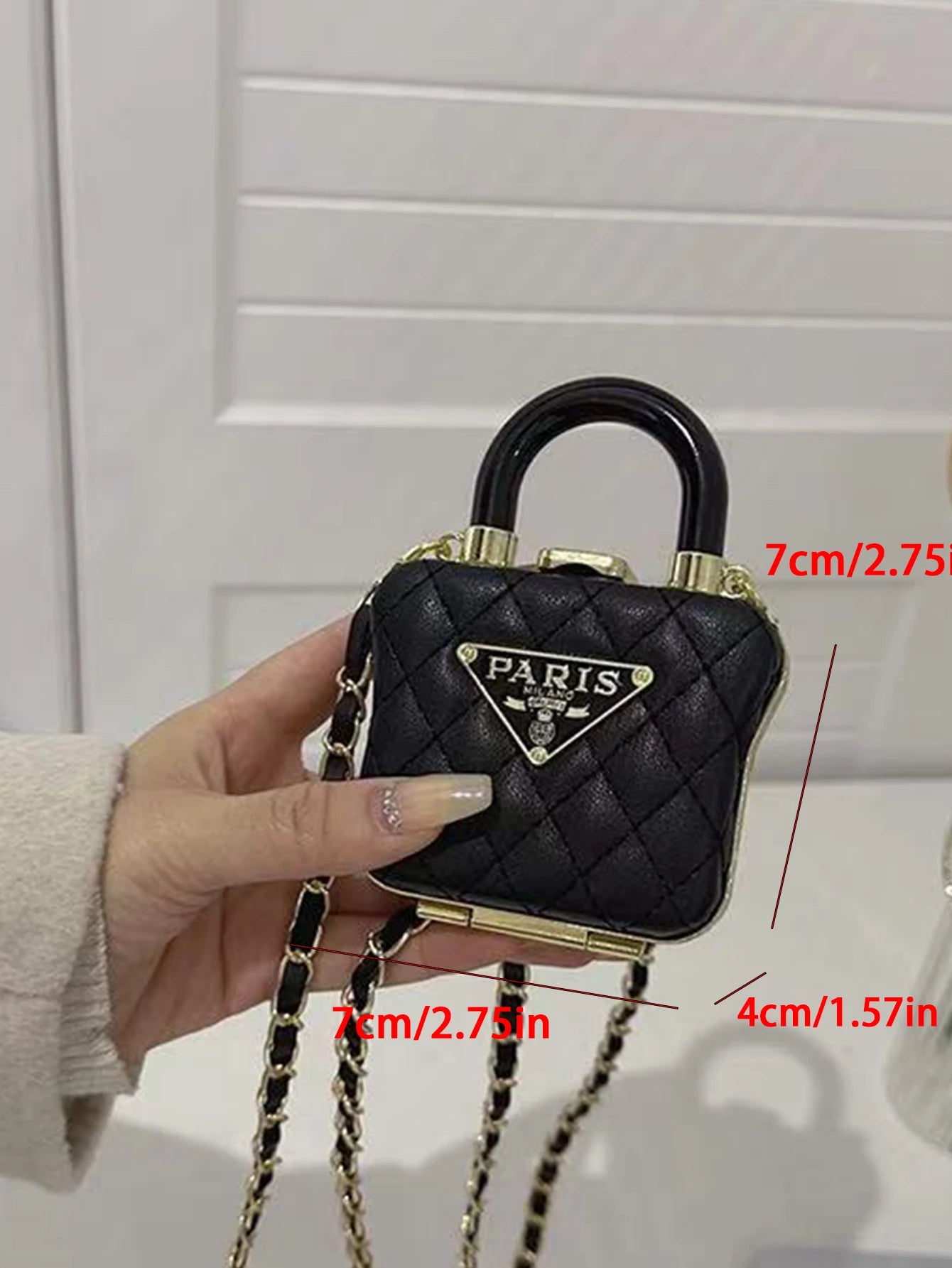 Diamond chain box, exquisite and versatile accessories, niche mini lipstick crossbody bag, earphone bag