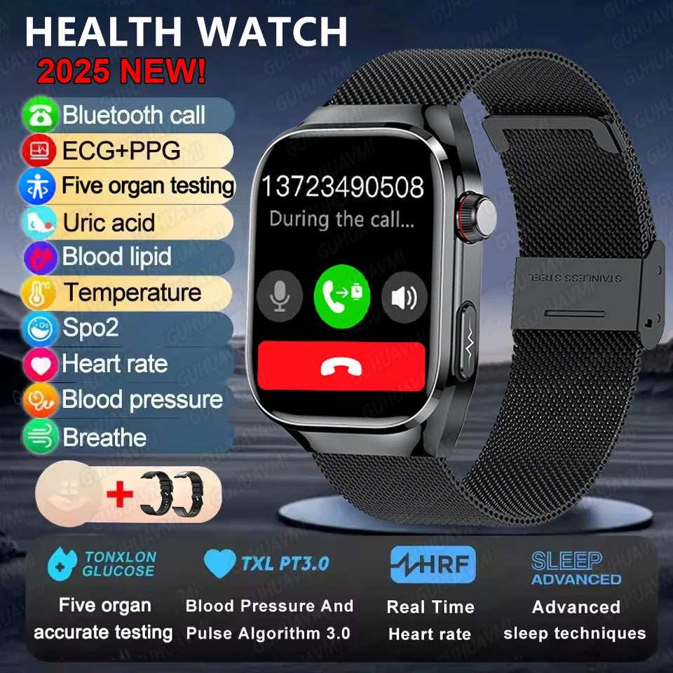 Micro Physical Examination Smart Watch For Men Uric Acid Body Fat Five Organ Health Watches Bluetooth Call SmartBracelet FREE Shipping