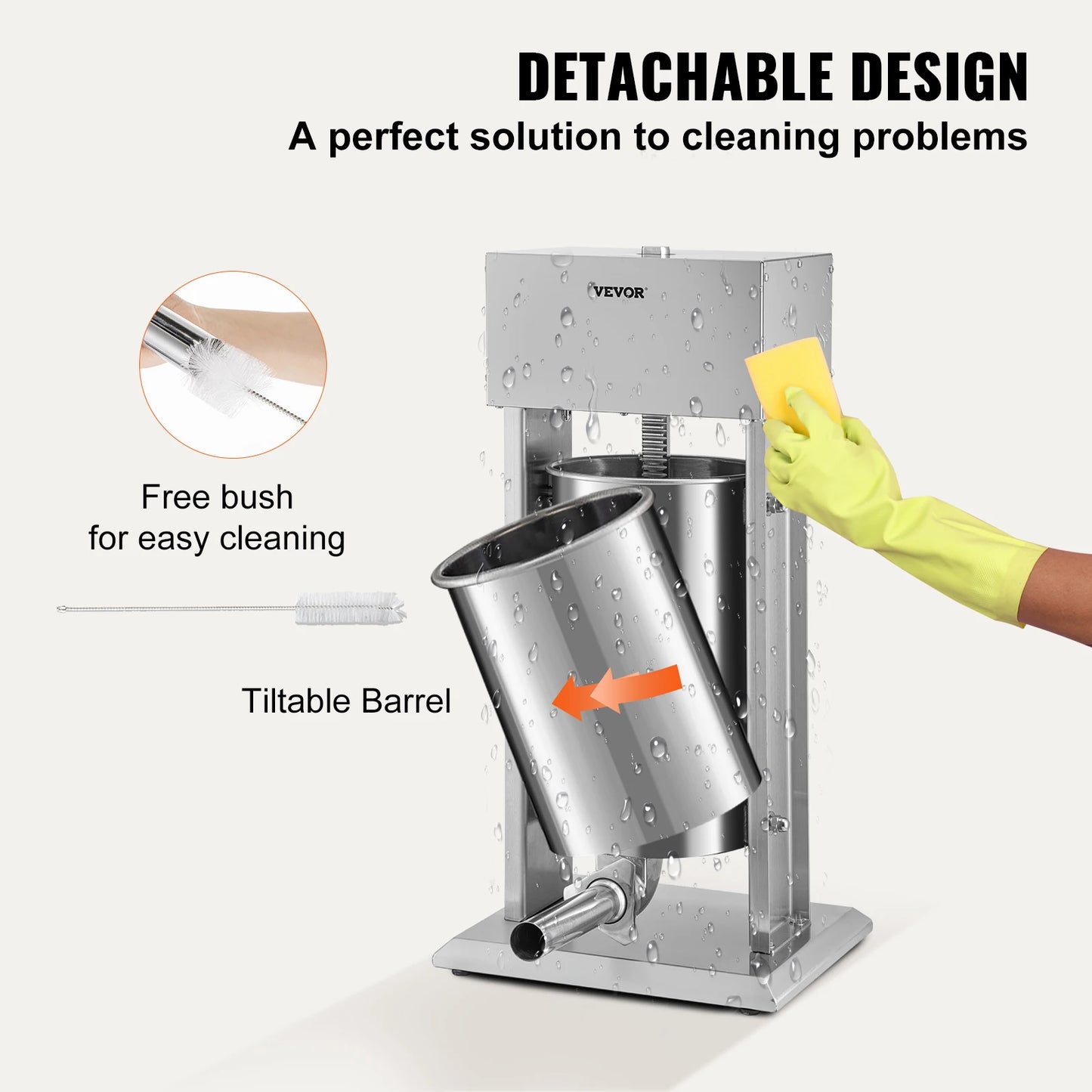 VEVOR Electric 10L/15L Sausage Stuffer Stainless Steel Making Sausage Machine Commercial Grade with 4 Filling Funnel for Home Free Shipping