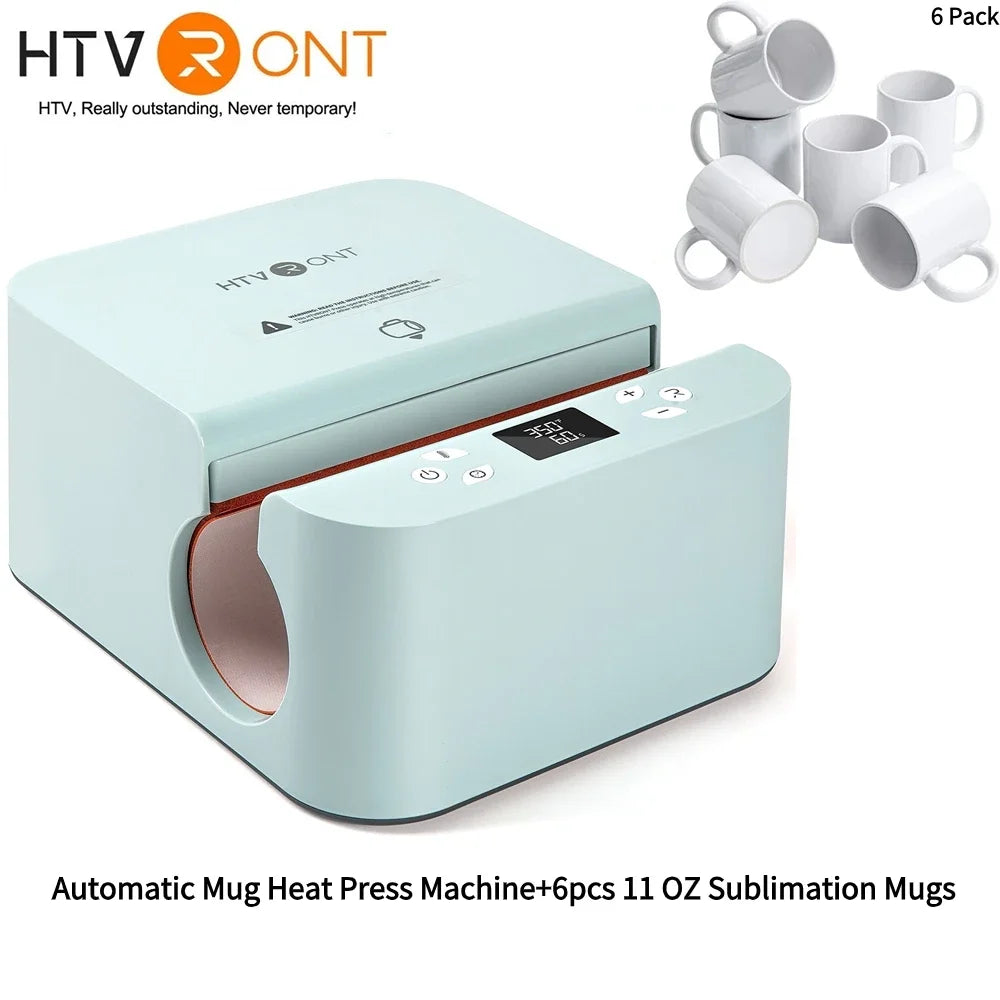 HTVRONT Automatic Mug Heat Press Machine DIY Sublimation Auto Pressure Tumbler Heat Press+11-20 OZ Sublimation Tumblers Cups