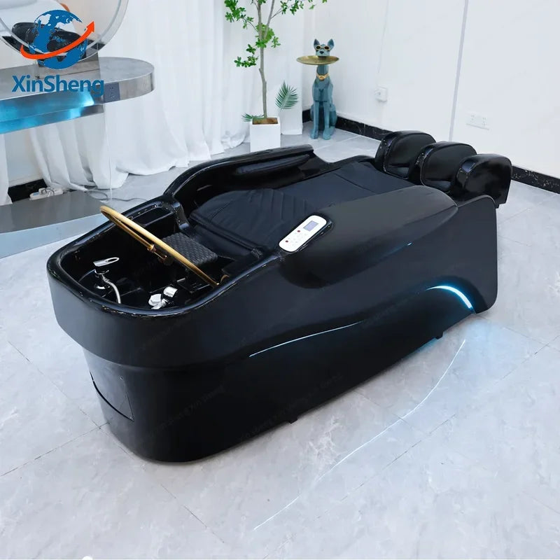 2025 Modern Design Japanese Head Shampoo Chair and Massage Bed with Wash Basin and Ceramic Sink for Barber Salon FREE Shipping