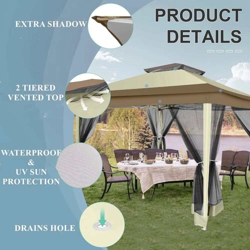 12x12 outdoor gazebo Pop-up gazebo canopy with mosquito net patio tent backyard canopy FREE Shipping