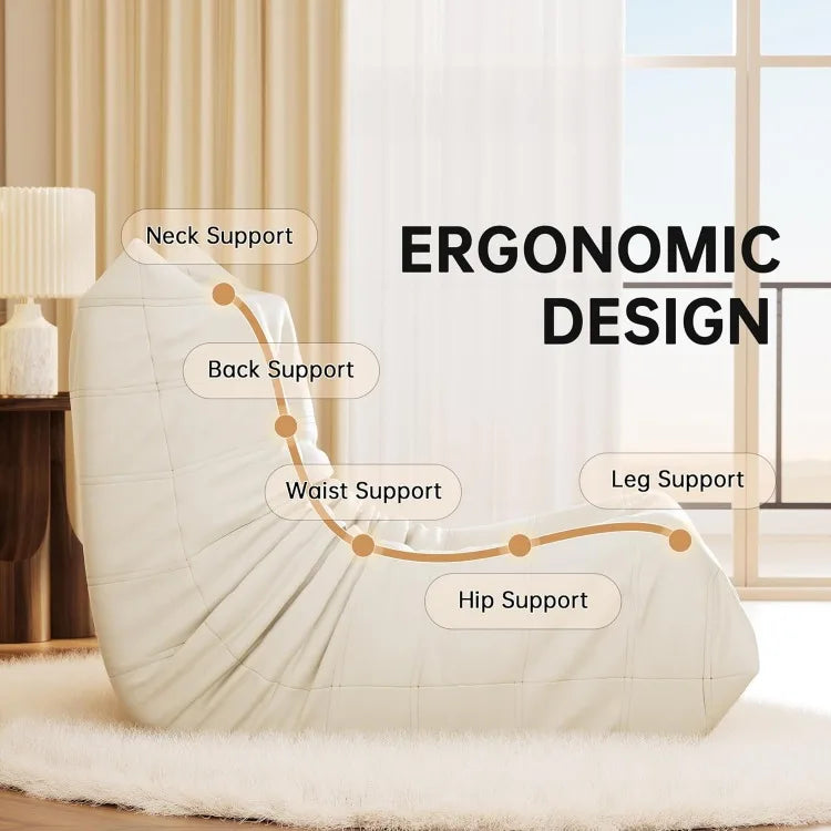 Giant Bean Bag Chairs, Memory Foam Lounge Chairs with Ergonomic Design, Synthetic Leather Bean Bag Sofa for Living R Free Shipping
